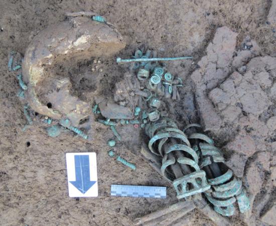 The striking remains of the woman buried with 19 bronze bracelets and 8 rings on her hands