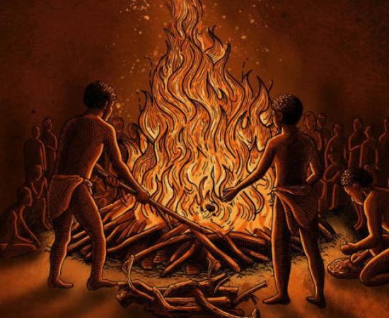 An artist's impression of the cremation pyre.