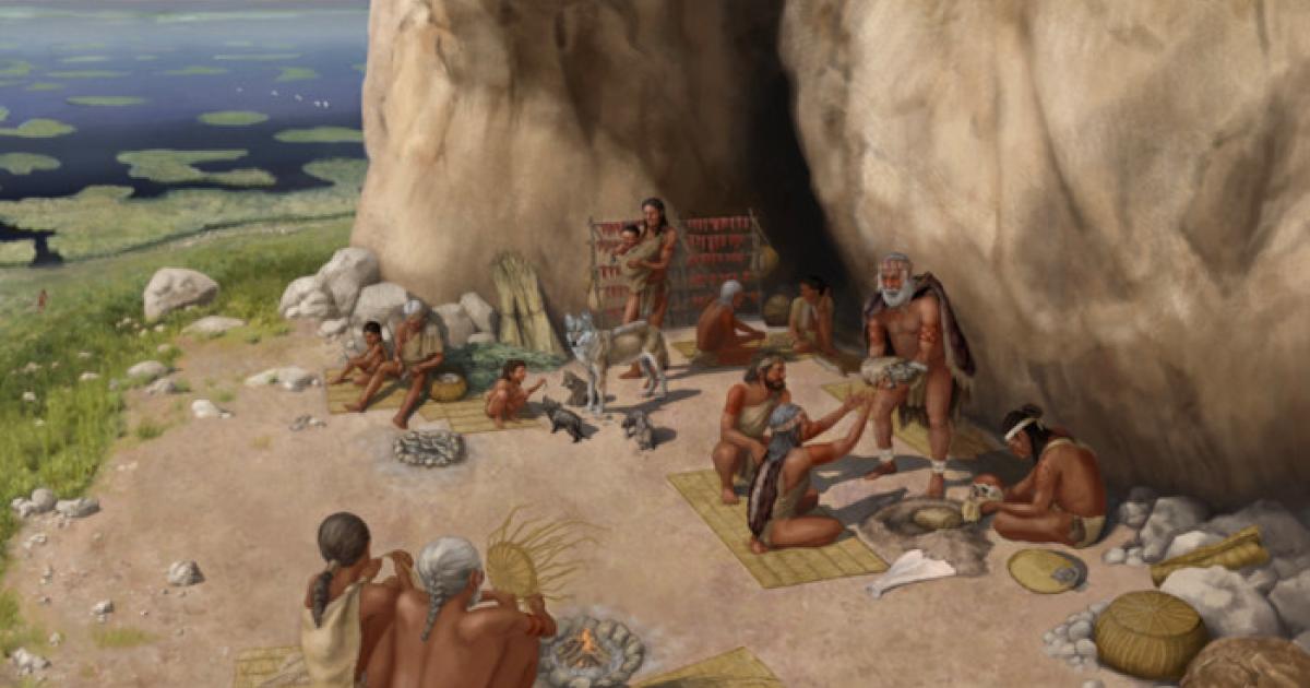 Artistic reconstruction of Pınarbaşı c. 15,800 years ago based on evidence from archaeological excavations by University of Liverpool
