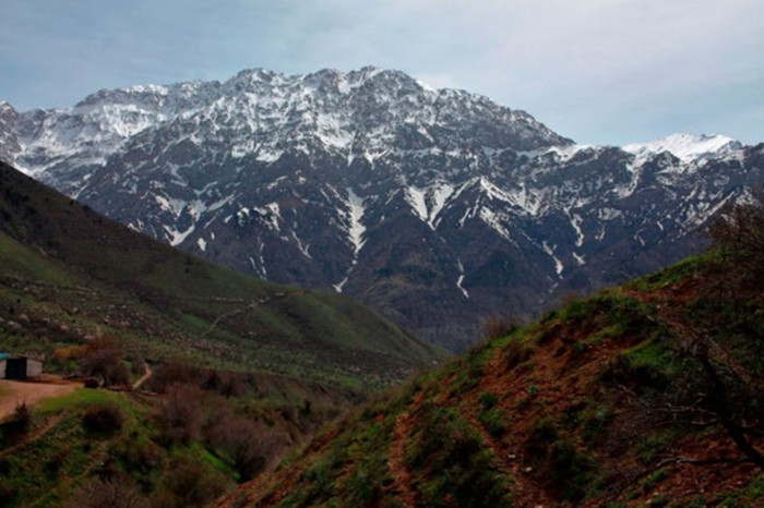 View from the Obi-Rakhmat rock shelter on the end of the Tien Shan.