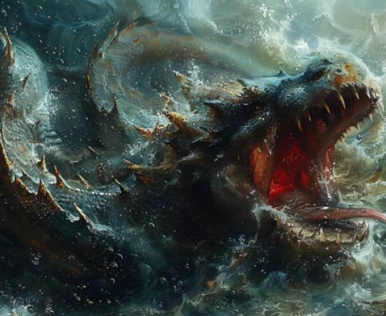 Mythical creature, Tiamat, the primordial goddess of the ocean 