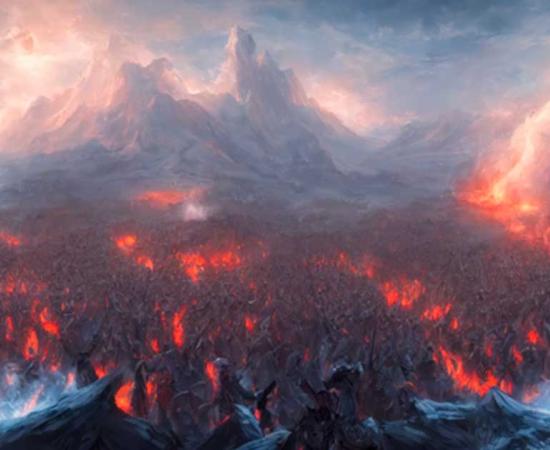 Top image: In the Norse creation myth, worlds of fire and ice emerge from the abyss at the beginning of the universe.	Source: ivanovevgeniy / Adobe Stock
