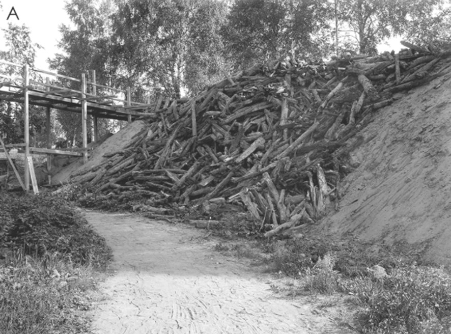 Timbers extracted from Raknehaugen during the 1939–1940 excavations.