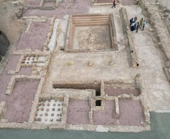 Aerial view of the Eastern Baths excavation site at La Alcudia, Spain