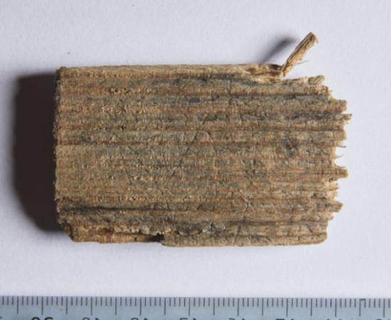 Fragment of a wooden writing tablet that has been examined.