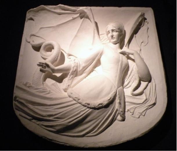 Sculpture of the siren Melusine, found at a medieval castle in Niort, France.