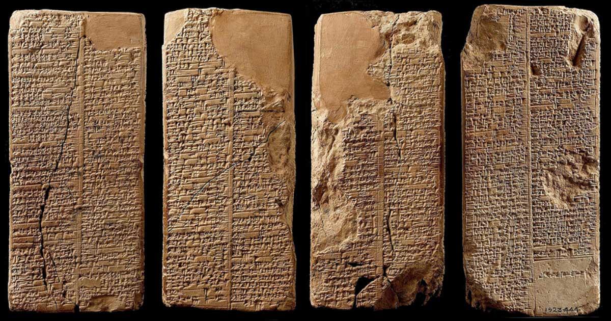 Weld-Blundell Prism, a clay cuneiform inscribed with the Sumerian Kings List. Source: Public domain