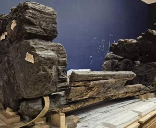 The restored Tetney Coffin after arrival at Lincoln Museum, where it will soon be displayed. 