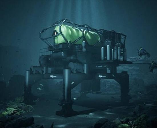 Artists impression of how the DEEP Vanguard underwater habitat will look on the seabed.